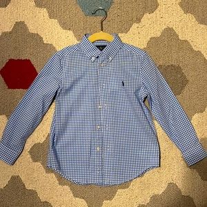 Ralph Lauren Boys 6 Blue & White Gingham Button Down Shirt